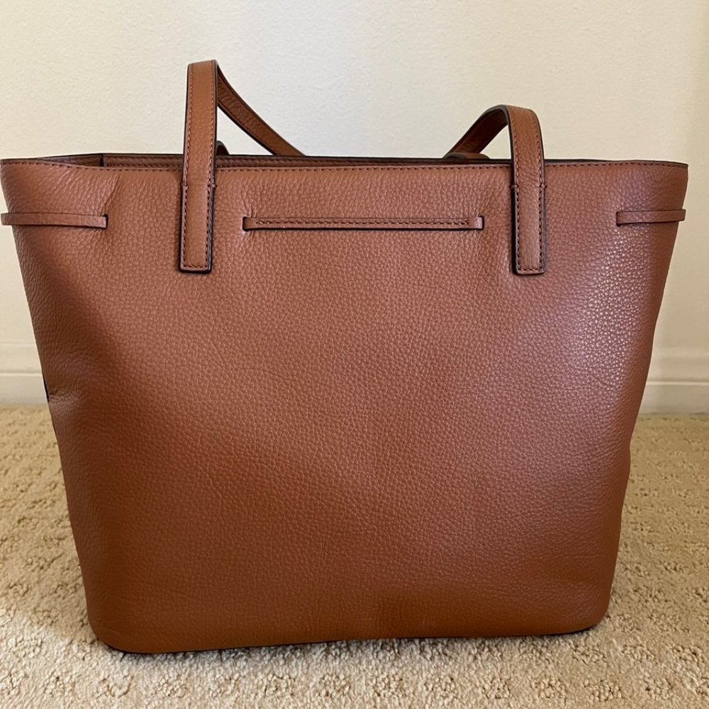 Kate Spade Brown Pebbled Leather Tote with Tassel Bow - Picture 2 of 6
